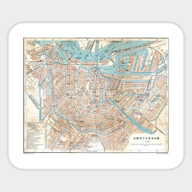 Vintage Map of Amsterdam (1905) Sticker by Bravuramedia